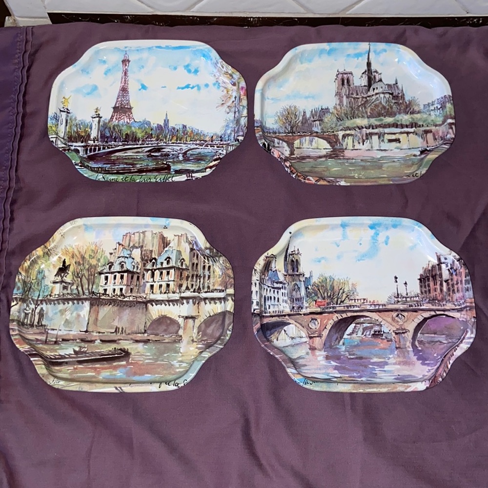 Vintage Elite Trays - France scenes set of 4 made in England